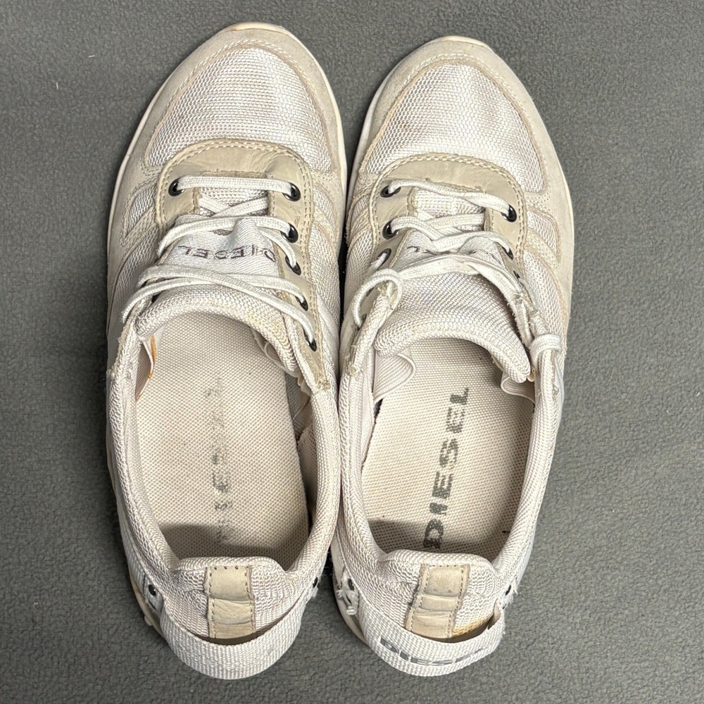 Diesel Futuro W Sneakers 8.5 Beige Cream Good Mesh Suede Low Top Womens - Picture 8 of 11